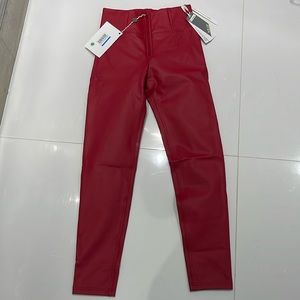 Freddy wr.up m/6 medium red faux leather high waisted new nwt full length pants